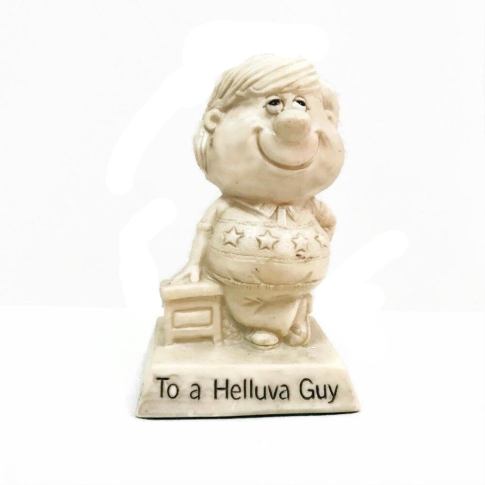 Vintage 70s Russ & Wallace Berrie Figurine To a Helluva Guy Novelty Gift